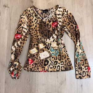 Vintage Lynn Ritchie Y2K Mixed Animal Print Graphic Size Small